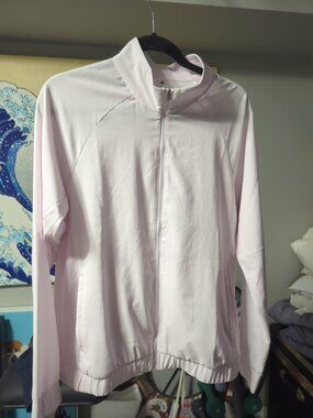 adidas Women Prime Blush Pink White Zip Golf Jacket NEW Large HA3437 Essentials